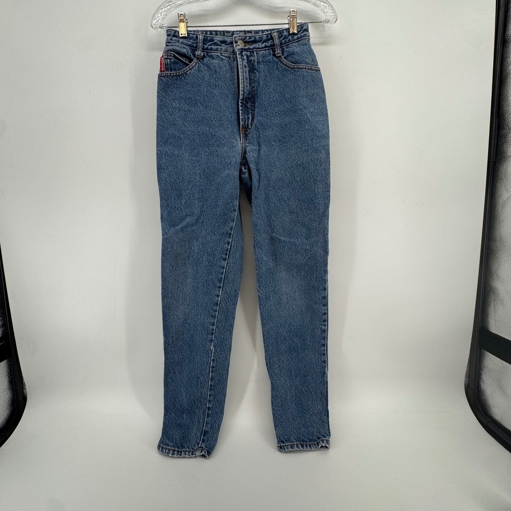 Bongo Vintage 90s High Waisted Tapered Leg Mom Jeans Medium Wash Blue Size 25‎